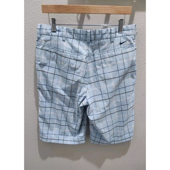 Nike Golf Dri-Fit Men's Performance Blue Plaid Stretch Bermuda Shorts Sz 32x12 - Picture 3 of 12